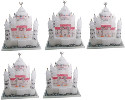 

Radhey five piece collection of taj mahal two inch size Decorative Showpiece - 5 cm(Stoneware, White)