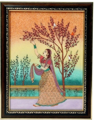 

Ruchi World Gemstone Painting Decorative Showpiece - 6 cm(Wooden, Brown)