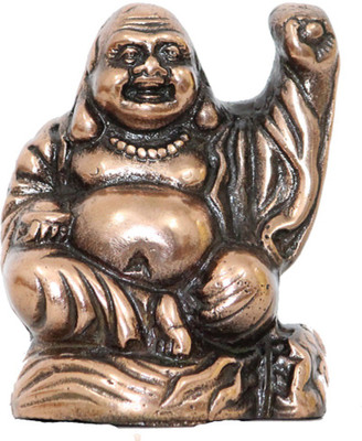 

Apkamart APKAMART Handcrafted Laughing Buddha in Metal - With Hands Up - Handcrafted Feng Shui Article for Good Luck and Money - 4 Inch Decorative Showpiece - 10 cm(Cast Iron, Copper)
