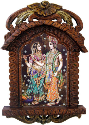 

Shree Sai Handicraft Unique Decorative Radha Krishna Playing Flute Wooden Jharokha Gift Decorative Showpiece - 12 cm(Wooden, Brown)