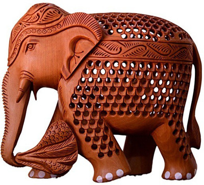 

ByCue Wooden Elephant Decorative Showpiece - 10 cm(Wooden, Brown)