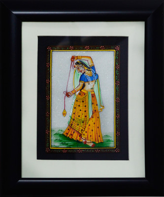 

eCraftIndia Dancing Ragini Marble Painting (Wooden Framed) Decorative Showpiece - 27.94 cm(Stoneware, Wooden, Multicolor)