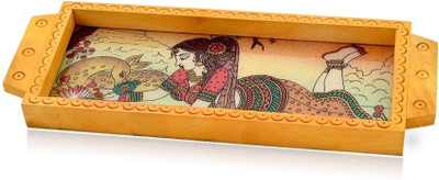 

Shree Sai Handicraft Home Décor Jaipuri Gemstone Painted Wooden Serving Tray Decorative Showpiece - 5 cm(Wooden, Multicolor)
