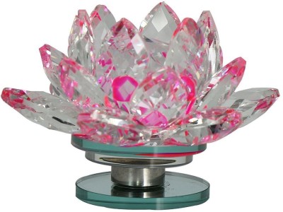 Varanasi Enterprises Crystal Lotus in Pink Shade Decorative Showpiece  -  6 cm(Crystal, Multicolor)