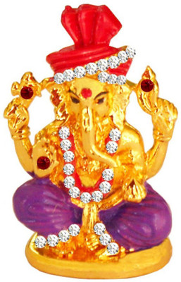 

Rich & Famous Indian Handicraft Showpiece Antique Chaturbhuj Lord Ganpati Stone Studded Decorative Showpiece - 5 cm(Alloy, Multicolor)