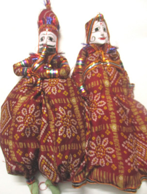 

Bharatcraft Rajasthani Couples Decorative Showpiece - 47 cm(Wooden, Multicolor)