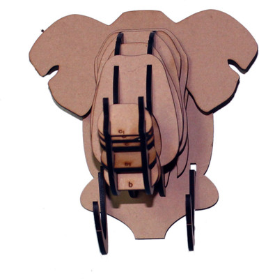 GR8 BUNCH Elephant Head Decorative Showpiece - 23 cm(Wooden, Beige)