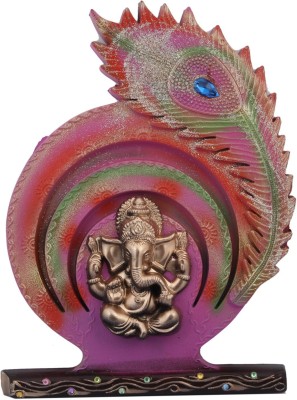 

JaipurCrafts Wall Hanging of Lord Ganesha With Mor Pankh Decorative Showpiece - 38.1 cm(Plastic, Multicolor)