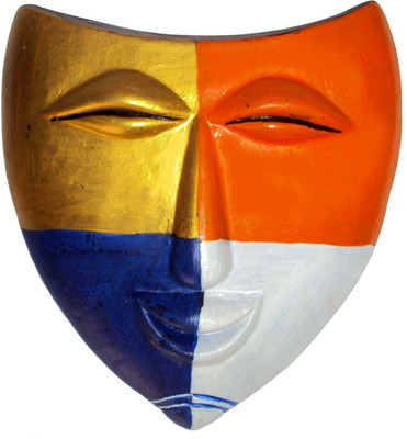 

Hand Artz Terracotta Handmade Home Decorative Wall Hanging Laughing Mask Decorative Showpiece - 30 cm(Terracotta, Multicolor)