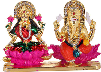 

Ibaadat Laxmi Ganesh Decorative Showpiece - 7 cm(Gold Plated, Multicolor)