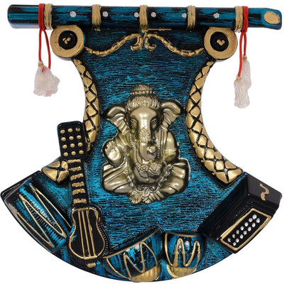 

AapnoCrafts Antique Wall Hanging Of Lord Ganesha With Musical Instruments Decorative Showpiece - 43.18 cm(Plastic, Multicolor)
