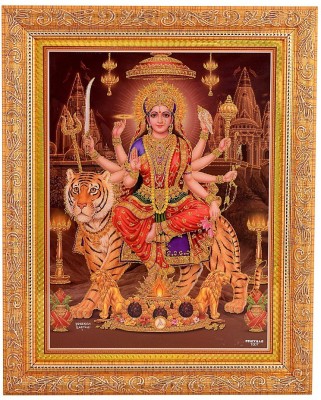 

BM Traders Golden Zari Work Photo of Maa Durga With Gloden Frame Decorative Showpiece - 35.56 cm(Wooden, Gold)