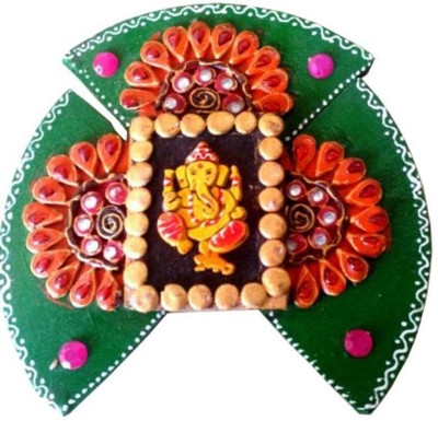 

Chitra Handicraft Three Picese Ganesha Decorative Showpiece - 15 cm(Paper Mache, Multicolor)