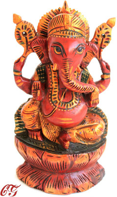 

Craft International Wooden Ganesh Statue Painted - 6 Inch Decorative Showpiece - 15 cm(Wooden, Brown)