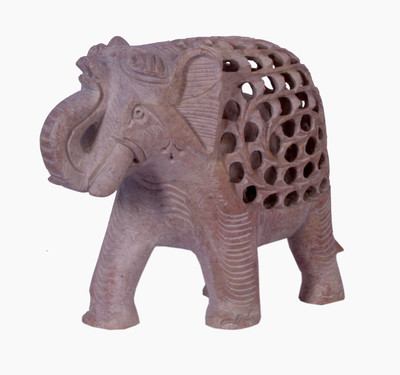 

Avinash Handicrafts Soap stone Undercut Elephant (Trunk up) Decorative Showpiece - 15 cm(Stoneware, Multicolor)