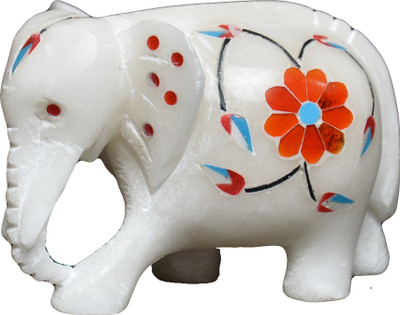 

Pooja Creation Beautiful Elephant For DéCor Decorative Showpiece - 5 cm(Stoneware, White)