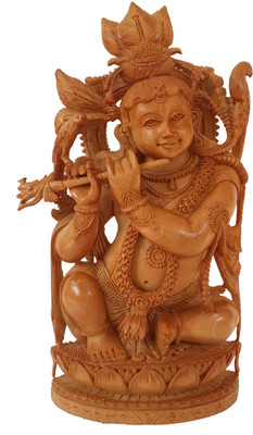 

DivineCrafts Kadam Wooden Carved Krishna Playing Flute Decorative Showpiece - 21 cm(Wooden, Brown)