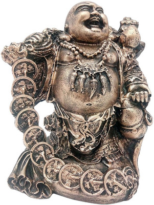 

Art N Hub Antique Look Feng Shui Laughing Buddha Handicraft Idol Lord Gautam Buddha Statue Decorative Spiritual Vastu Showpiece Figurine - Religious Gift item & Murti for Mandir / Temple / Home Decor / Office Decorative Showpiece - 18 cm(Earthenware, Gold