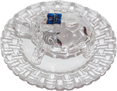 

Creative Gifts Crystal Tortoise in Plate 6x6 inch Feng Shui Vastu - Best Gift for Career and Luck Decorative Showpiece - 15 cm(Crystal, White)
