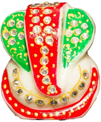 RM Ganesha Decorative showpiece - 7 cm(Stoneware, White) available at flipkart for Rs.105