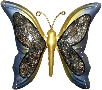 

Lal Haveli Ethnic Handicraft Wall Décor Tribal Iron Butterfly Wall Sticker Decorative Showpiece - 10 cm(Iron, Blue)