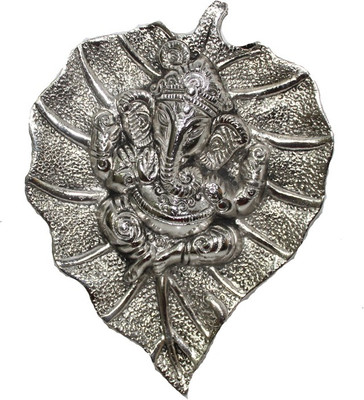 

Sarvsiddhi White Metal Ganesh On Leaf Wall Hanging Decorative Showpiece - 19 cm(Aluminium, Silver)