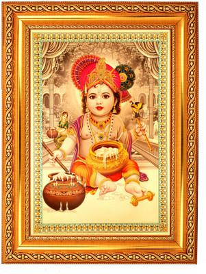 

BM Traders Bal Krishna Decorative Showpiece - 40.64 cm(Wooden, Plastic, Gold)