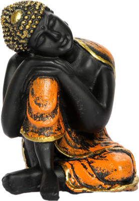 

Heeran Art Vastu Fangshui Religious Idol of Resting Lord Gautama BUddha Statue Decorative Showpiece - 7 cm(Polyresin, Orange)