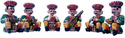 

Bajya India Rajasthani 6 Piece Musician Bawla Set in Wood Decorative Showpiece - 7 cm(Crystal, Multicolor)