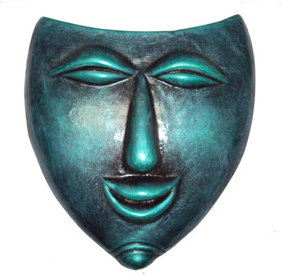 

Hand Artz Terracotta Wall Hanging Laughing Mask Decorative Showpiece - 35 cm(Terracotta, Green)