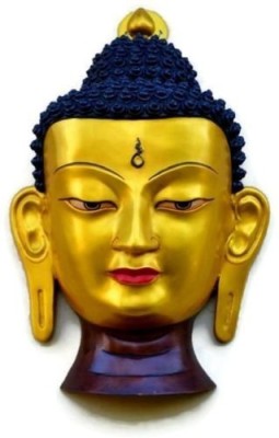 Collectible India Unique Antique Finish 15 Inches Large Buddha Wall Hanging mask Sculpture - Face d��cor Decorative Showpiece  -  38.1 cm(Polyresin, Multicolor)