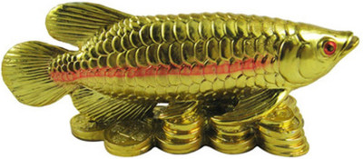 

Creative Gifts Vastu Feng Shui Arowana On Bed Of Wealth Showpiece - 11 cm Decorative Showpiece - 6 cm(Polyresin, Gold)