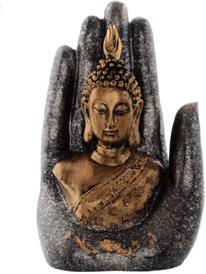 

JaipurCrafts Lord Gautam Buddha In Hand Decorative Showpiece - 20.32 cm(Stoneware, Black, Gold)