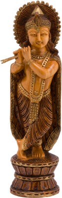 

Prachin Krishna Standing 10 Decorative Showpiece - 25 cm(Wooden, Brown)