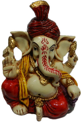 

The Nodding Head Lord Ganesha Small Statue (Orange) Decorative Showpiece - 10 cm(Polyresin, Multicolor)
