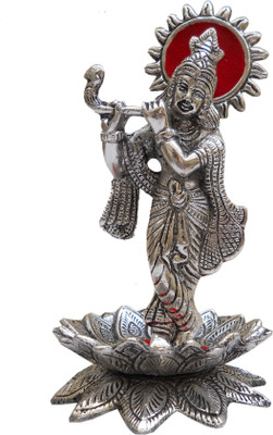 

JaipurCrafts Lord Krishna On Lotus Decorative Showpiece - 15.24 cm(Aluminium, Silver)