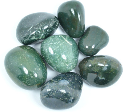 

Reiki Crystal Products Vastu Feng Shui Moss Agate Tumble Stone 100 Gram Reiki Healing Gemstone Decorative Showpiece - 1.5 cm(Crystal, Green)