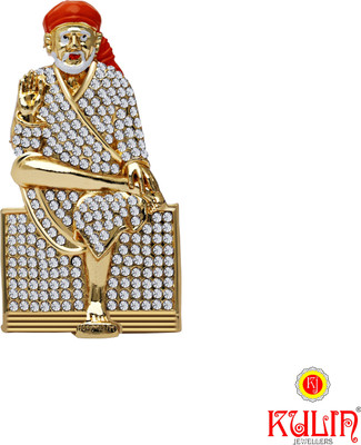 

Kulin Lord Sai | Saibaba Idol With Artificial Diamond For Car Dashboard | Home Decor | Gifting Decorative Showpiece - 4 cm(Gold Plated, Multicolor)