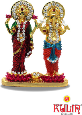 

Kulin Goddess Maa Laxmi & Lord Ganesha / Ganpati Idol- Home Decorative & Temple Decor God Figurine | Statue Gift item Decorative Showpiece - 7 cm(Gold Plated, Multicolor)
