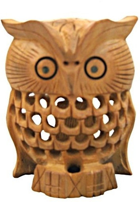 

Chitra Handicraft Owl Decorative Showpiece - 7 cm(Wooden, Brown)