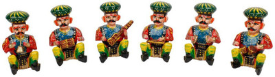 

LITTLE DAVD Rajasthani 6 Piece Musician Bawla Set in Wood -115 Decorative Showpiece - 9 cm(Wooden, Multicolor)