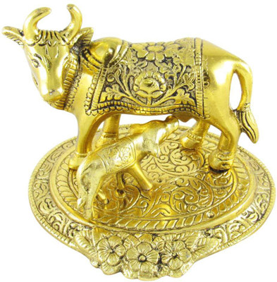 

GoldGiftIdeas Oxidized Gold Plated Cow and Calf Statue, Home Decor Decorative Showpiece - 11 cm(Gold Plated, Gold)