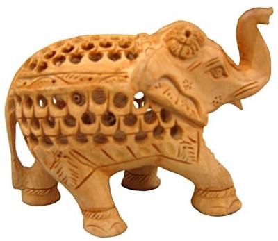 

Chitra Handicraft Elephant Decorative Showpiece - 7 cm(Wooden, Brown)
