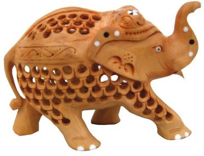

Chitra Handicraft Elephant Decorative Showpiece - 7 cm(Wooden, Brown)