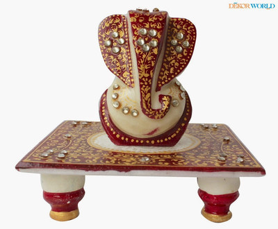 33% OFF on Dekor World Marble Ganeshji on choki Hand Painting Decorative Showpiece - 8 cm(Stone, White, Maroon) 33% OFF on Dekor World Marble Ganeshji on choki Hand Painting Decorative Showpiece - 8 cm(Stone, White, Maroon)