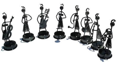 

Gooddeals Nut Bolt Screws Metal Musical Girls Orchestra Band Figurine Set Decorative Showpiece - 11 cm(Iron, Black)