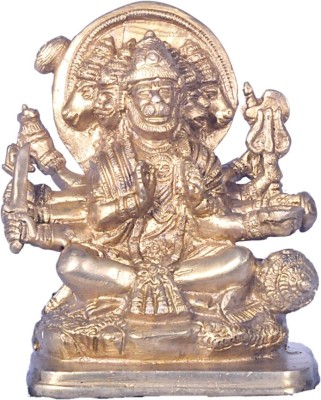 jy Panchmukhi Hanuman Siting Brass God Idol Decorative Showpiece  -  13 cm(Brass, Yellow)