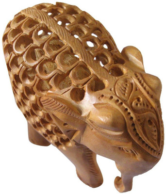 

ByCue Jaali Elephant Decorative Showpiece - 7.5 cm(Wooden, Brown)