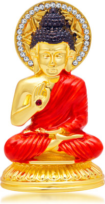 

Kulin Lord Buddha Idol | Murti For Car Dashboard | Home Decor | Gifting Decorative Showpiece - 7 cm(Gold Plated, Red)