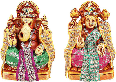 

Namaskaar India Traditional Decorative Showpiece - 14 cm(Terracotta, Yellow, Green)
